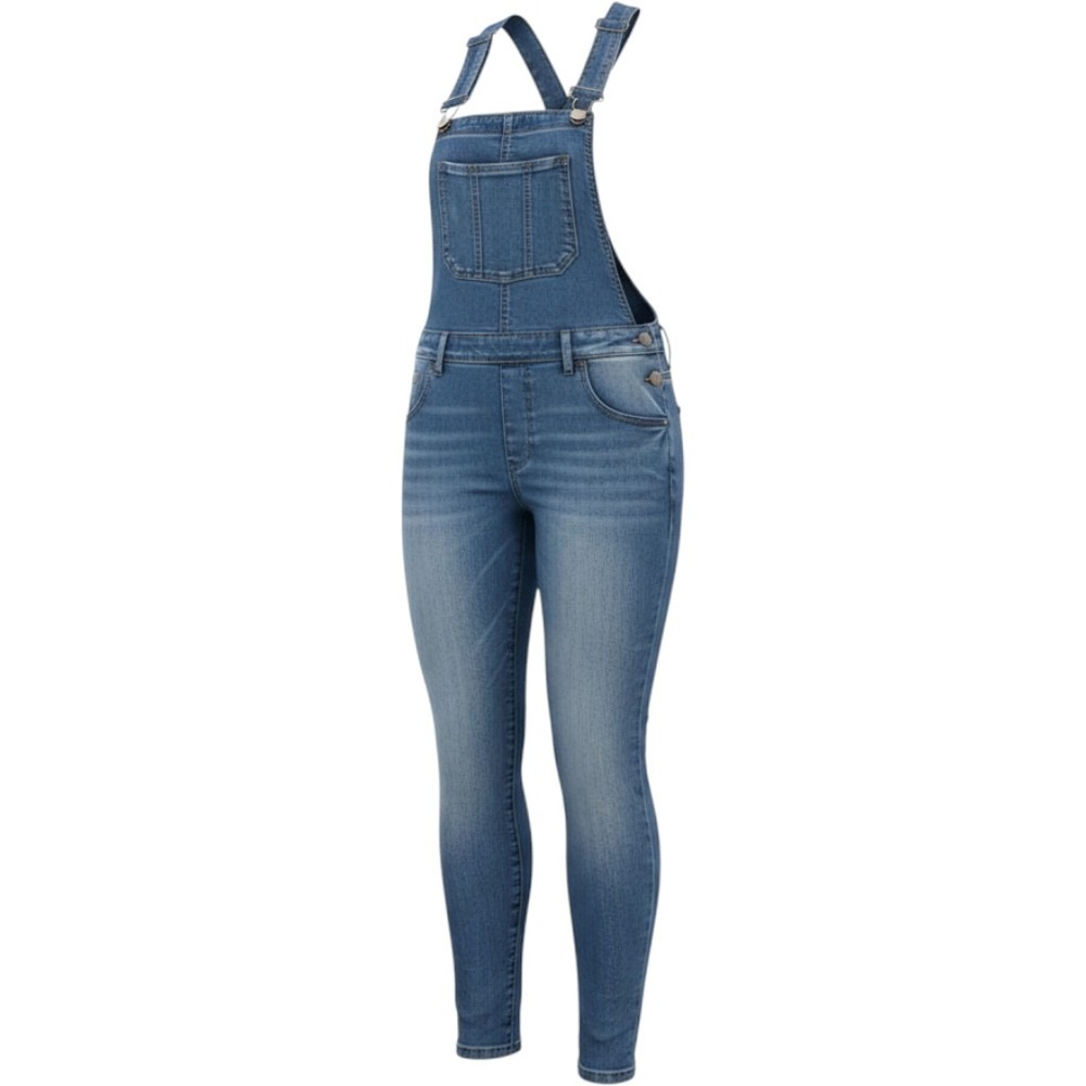 Volcom Denim Overalls Medium Wash Blue Slim Leg Dungarees Womens 7/28 Small